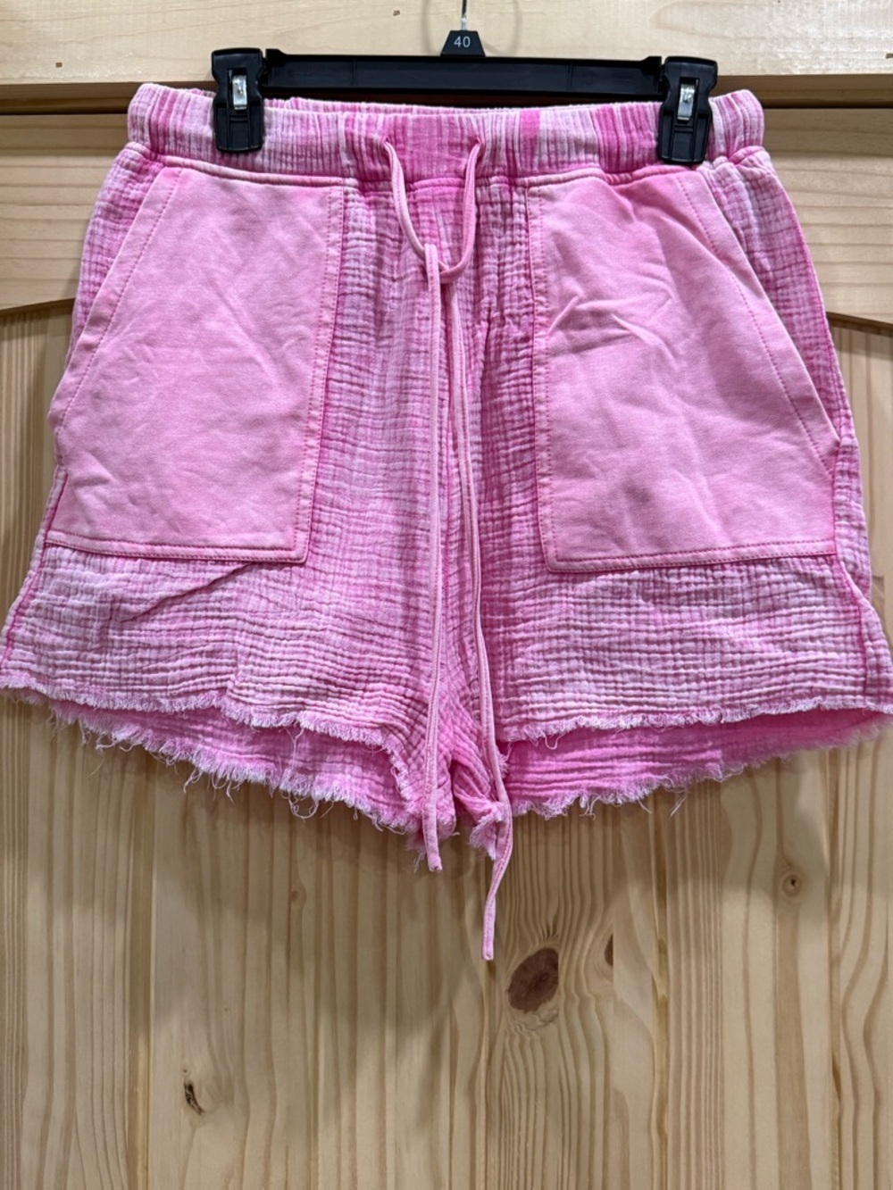 Fantastic Fawn Pink Textured Drawstring Shorts